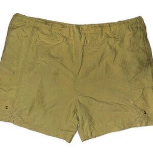 Vintage 90s Neon Yellow Swim Trunks Distressed Preloved Mens Size 2XL